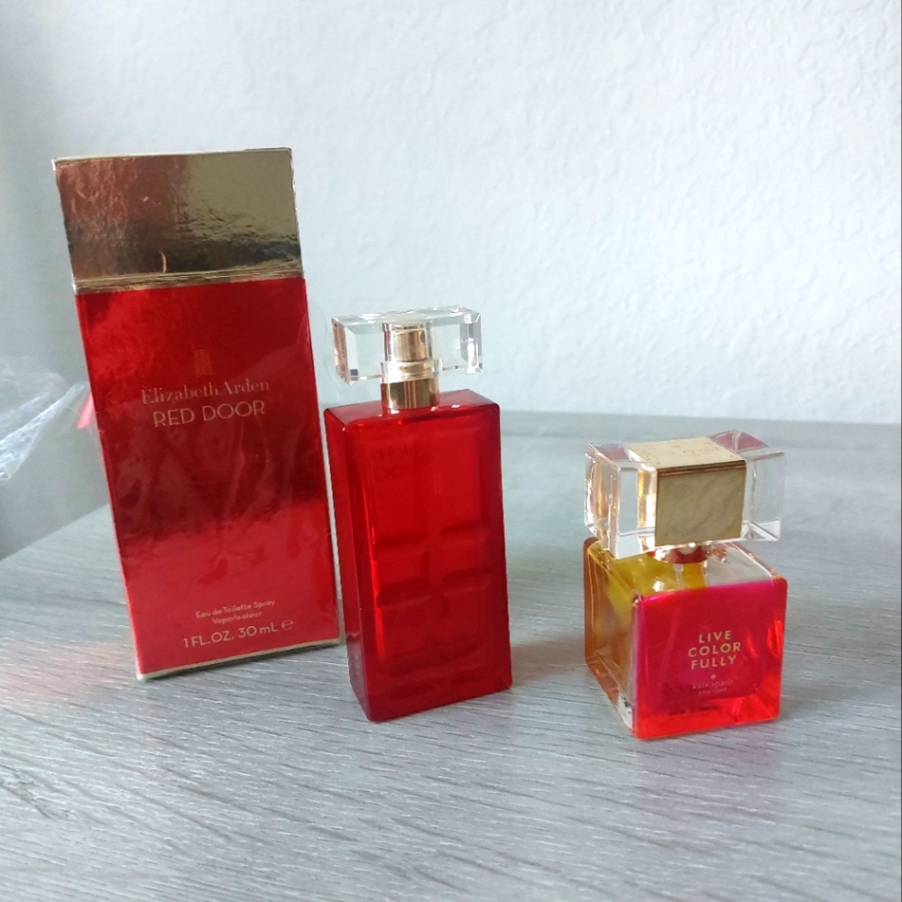 "Red Door" from Elizabeth Arden and "Live Color Fully" from Kate Spade Empty Bot